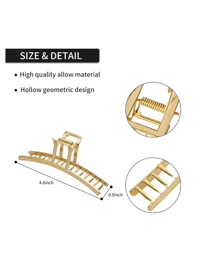 Bessrung 4 Pack Large Gold Hair Claw Clips for Women Thick Hair, French Design Metal Cross Banana Non-Slip Hair Catch Barrette Jaw Clamp Clips for Women and Girls - Image 5