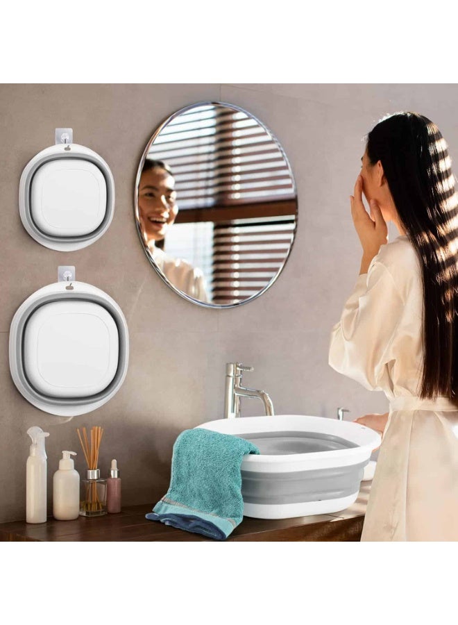 أنمي 3-حزمة سلة الغسيل القابلة للطي وحوض غسيل ، حوض بلاستيكي قابل للطي لغسل الصحون ، المطبخ ، التخييم والتخزين الموفر للمساحة (رمادي) - Image 2