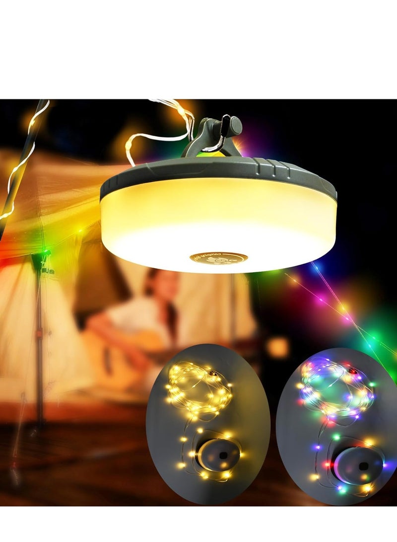 شريط أضواء LED بطول 10 أمتار للتخييم – مقاوم للماء IP44 – 8 أوضاع إضاءة – قابل لإعادة الشحن عبر USB – ديكور مثالي للخيام والحدائق والفناء – سهل اللف والتخزين - Image 1