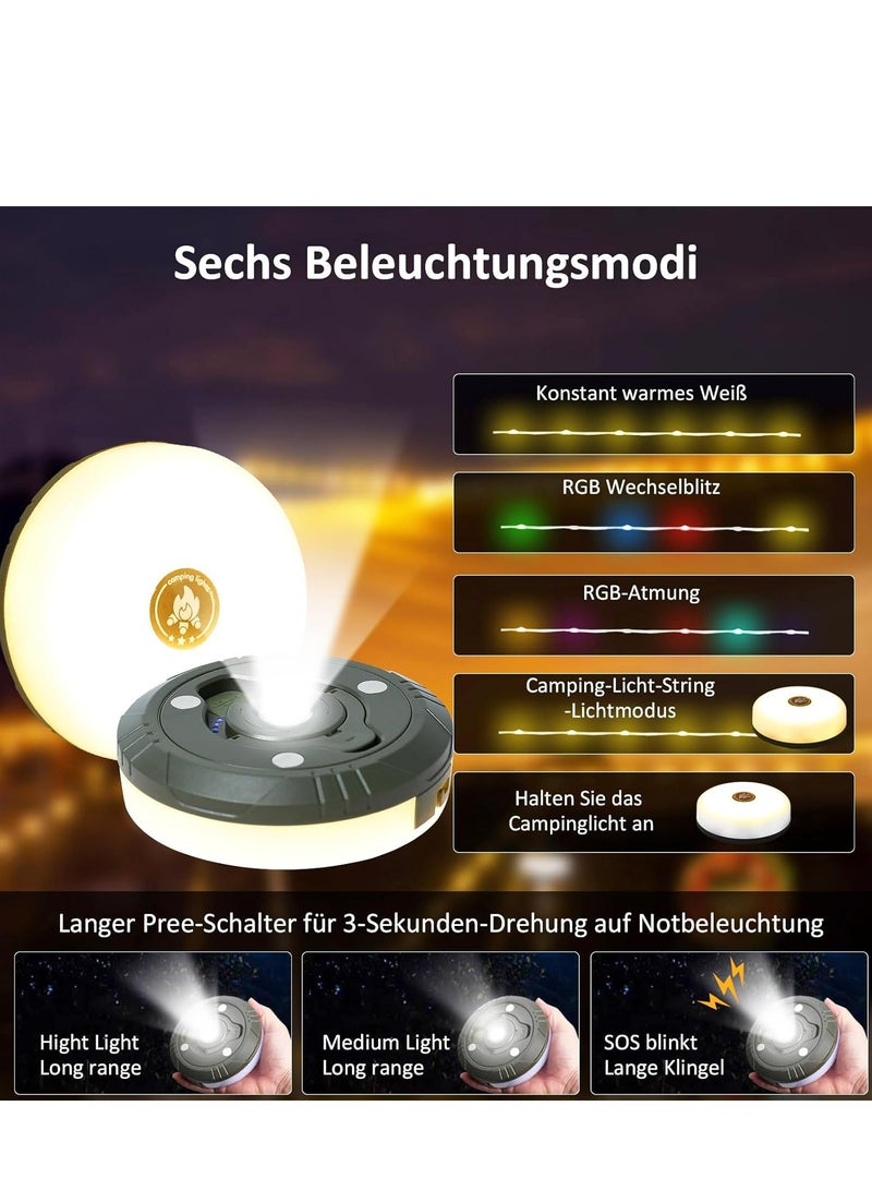شريط أضواء LED بطول 10 أمتار للتخييم – مقاوم للماء IP44 – 8 أوضاع إضاءة – قابل لإعادة الشحن عبر USB – ديكور مثالي للخيام والحدائق والفناء – سهل اللف والتخزين - Image 3