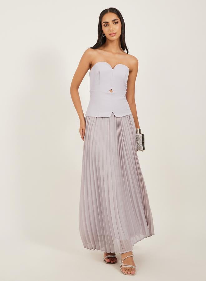 Styli Pleated Strapless Maxi Dress - Image 1
