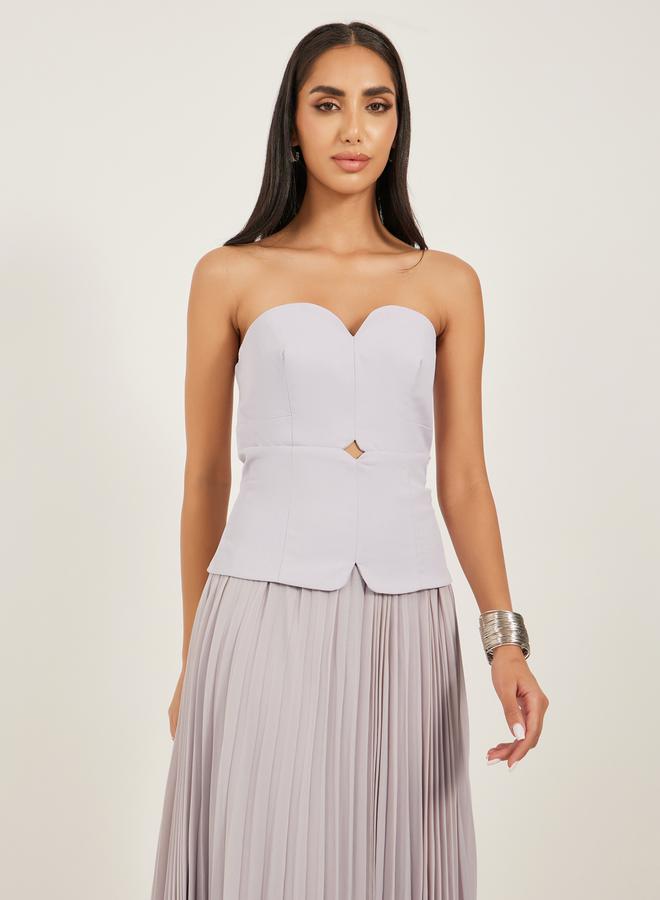Styli Pleated Strapless Maxi Dress - Image 3