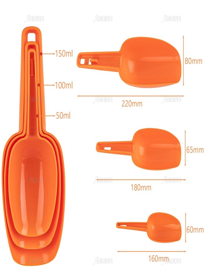 AUEAR, 3 in 1 Plastic Ice Scoop Multi Purpose Measuring Flour Scoops Kitchen Bar Scooper for Canisters Cereal Popcorn Powders Dry Foods Candy, Orange Color - Image 5