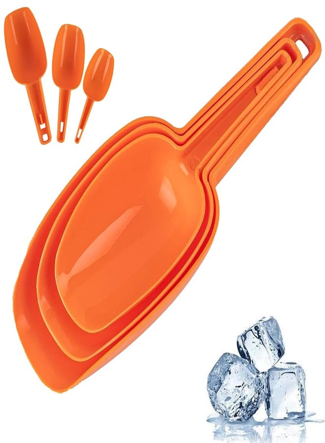 AUEAR, 3 in 1 Plastic Ice Scoop Multi Purpose Measuring Flour Scoops Kitchen Bar Scooper for Canisters Cereal Popcorn Powders Dry Foods Candy, Orange Color - Image 1