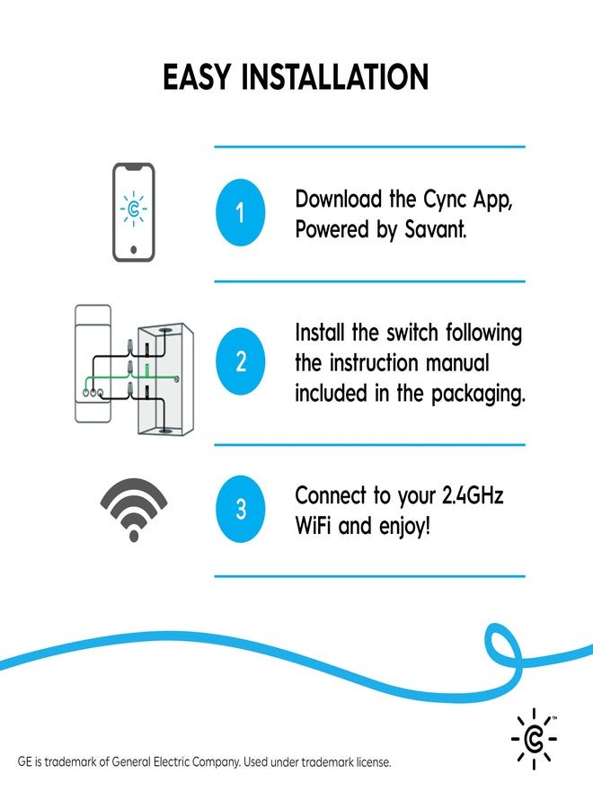 Cync GE Smart Dimmer Light Switch, No Neutral Wire Required, Bluetooth and 2.4 GHz WiFi 3-Wire Switch, Works with Amazon Alexa and Google Home, White (1 Pack) - Image 3