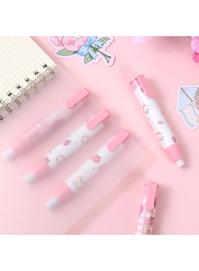 4 Pcs Retractable Erasers, Kawaii Rubber for Kids, Peach Pattern Push Pull Rubber Eraser for Students Writing Office School Supplies (Peach) - Image 4