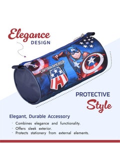 Kuber Industries Kuber Industries Round Pencil Pouch | Captain America Pencil Pouch for Kids | Multi-Purpose Travel Pouch | Stationary Holder | Travel Organizer | Pencil Utility School Pouches | Geometry Box | Blue  - Image 4