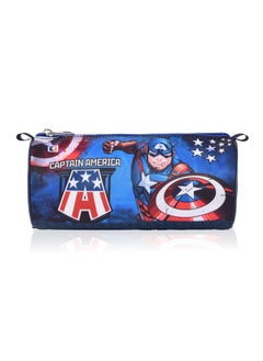 Kuber Industries Kuber Industries Round Pencil Pouch | Captain America Pencil Pouch for Kids | Multi-Purpose Travel Pouch | Stationary Holder | Travel Organizer | Pencil Utility School Pouches | Geometry Box | Blue  - Image 1