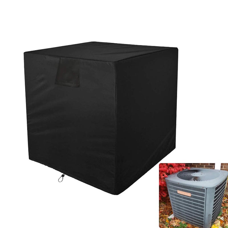 JC Air Conditioner Cover Outdoor Black Universal Veranda Winter AC Unit Protection Cover DustProof Full Protection for Outside Square Furniture Central Air Conditioner
