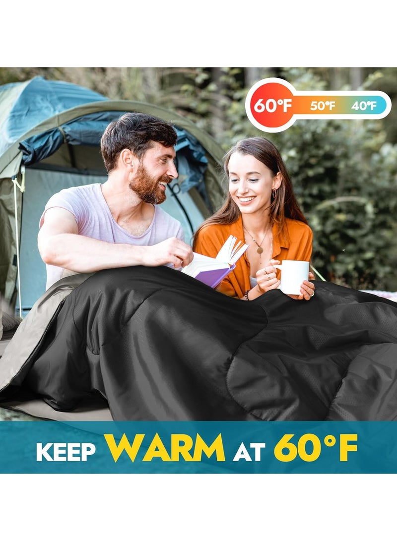 Jorunb 2.7kg 220*150cm Double Sleeping Bag for Adults with 2 Pillows, Queen Size Two Person Sleeping Bag for All Season, 2 Person Sleeping Bags for Cold Weather Camping Hiking Backpacking - Image 3