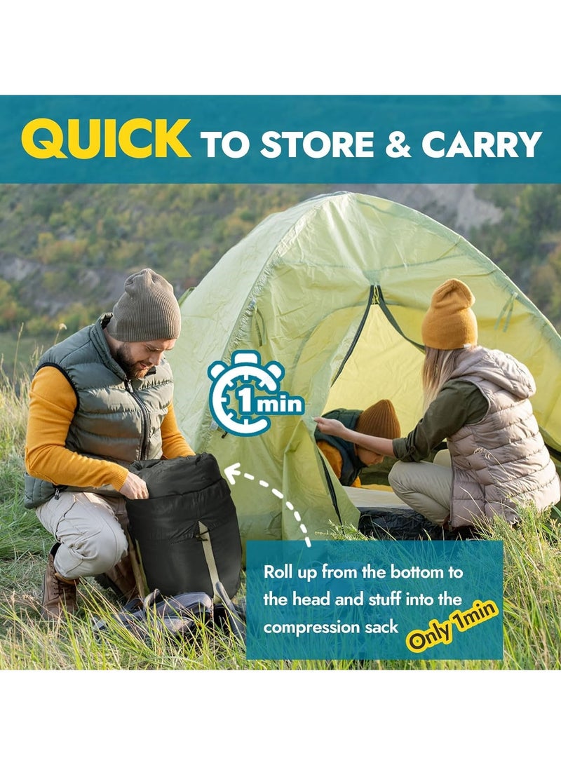 Jorunb 2.7kg 220*150cm Double Sleeping Bag for Adults with 2 Pillows, Queen Size Two Person Sleeping Bag for All Season, 2 Person Sleeping Bags for Cold Weather Camping Hiking Backpacking - Image 4