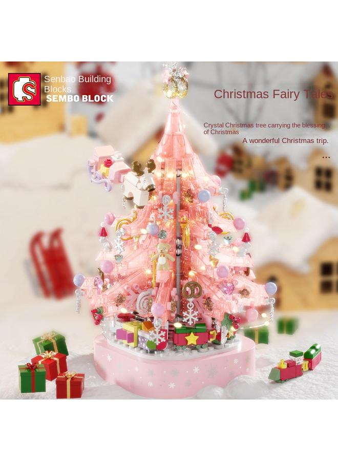 Bluejw Senbao Crystal Christmas Tree With Light Music Box Small Particle Handmade Assembled Toys Christmas Building Blocks Toys - Image 5
