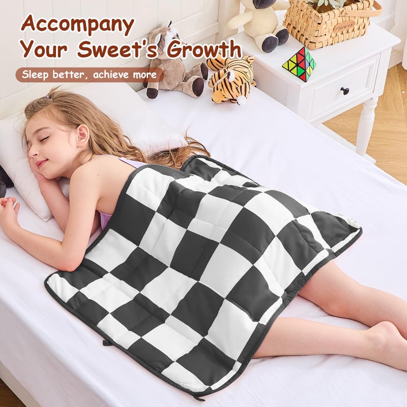 yescool Black Checkered Weighted Lap Pad 2 Pounds Cooling Weighted Lap Blanket, Plaid Small Weighted Blanket, Weighted Throw Blankets Gift for Travel Indoor Outdoor, 20"x30" - Image 5