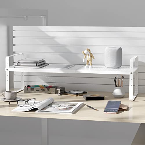 SUZLON Expandable Cabinet Shelf Organizer Adjustable Metal Spice Rack Stackable Freestanding Counter Storage Shelves for Kitchen Cabinet Under Sink Office Desk (White - 1Pack - L16.5-27'' * W10.2'' * H9.6'') - Image 5