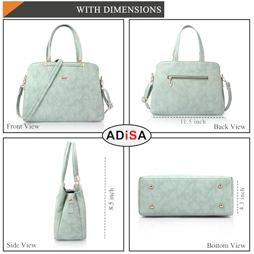 ADISA two tone handbag 3 compartments shoulder bag for women and girls with sling belt (AD4084-GRN) - Image 2