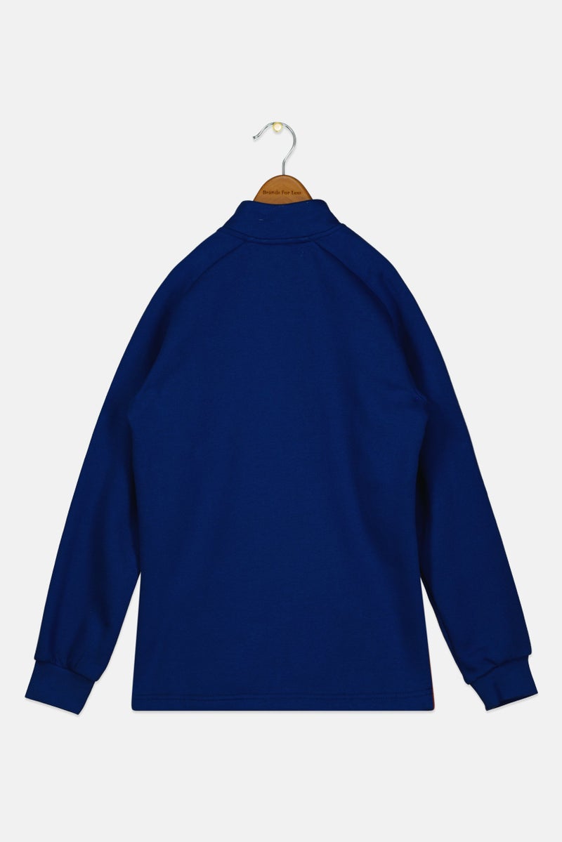 PUMA سويت شيرت طويل الأكمام بسحاب كامل للأولاد، مزخرف برسومات، أزرق - Image 3