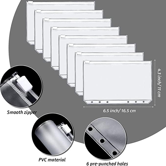 ZQBDFC Binder PVC Notebook Cover Binder Budget Envelopes Binder Cover with Binder Zipper Pockets, Budget Sheets,Cash Organizer Money Saving Binder for Bill, Card Storage (A6) - Image 3