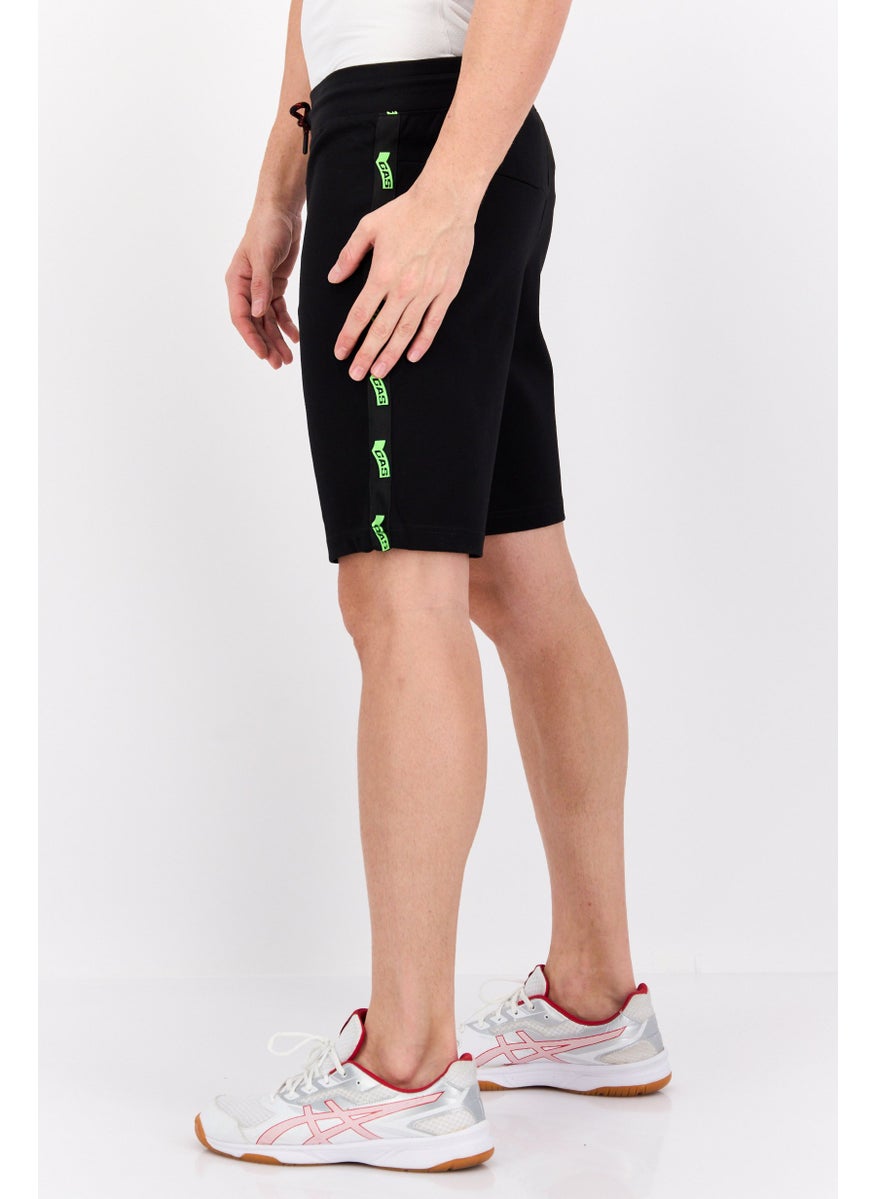 GAS - Men Brand Logo Basic Shorts, Black - Image 1