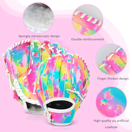 Ausletie Kids Baseball Glove Softball Gloves Kids Girls Toddlers Baseball Softball Mitt 9105 TBall Gloves for Training and Beginner Play Left Hand Glove Right Hand Throw - Image 3