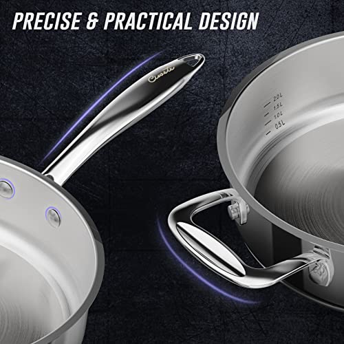 Ciwete Stainless Steel Pots and Pans Set 10 Piece, Kitchen Cookware Set with Nonstick Frying Pans and Glass Lids, Induction Cookware Set, Including 2 Saucepans, Sauté pan, 2 Frying Pans, Stock Pot - Image 5