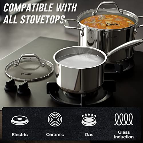 Ciwete Stainless Steel Pots and Pans Set 10 Piece, Kitchen Cookware Set with Nonstick Frying Pans and Glass Lids, Induction Cookware Set, Including 2 Saucepans, Sauté pan, 2 Frying Pans, Stock Pot - Image 2