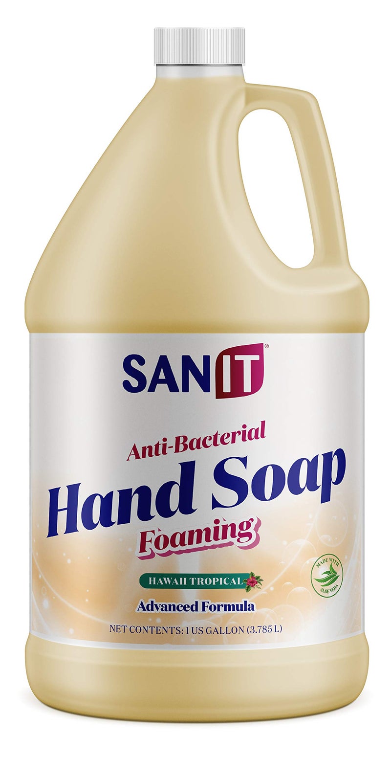 Sanit Antibacterial Foaming Hand Soap Refill  Advanced Formula with Aloe Vera and Moisturizers  AllNatural Moisturizing Hand Wash  Made in USA Hawaii Tropical 1 Gallon