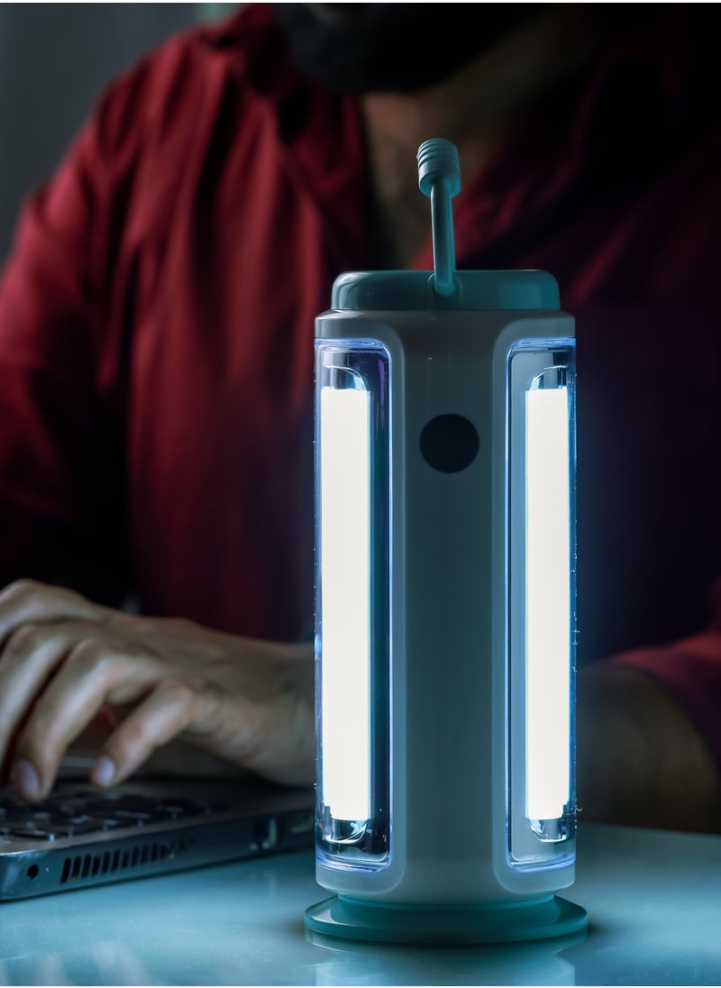 GEEPAS - LED Emergency Lantern with Solar Panel | Energy Efficient Design, 360-Degree Light and 5 Hours Working| Compact, Portable and Light-Weight Design with Long Operating Time| Perfect for Indoor and Outdoor Use| Blue and White, 2 Years Warranty GE53029 - Image 1
