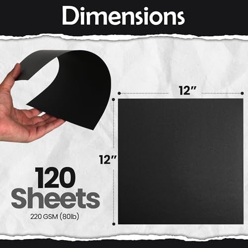 SANZIX 120 Sheets Black Cardstock 12x12 - Heavyweight 80 Lbs 220 GSM Black 12x12 Cardstock for Crafts | Laser & Inkjet Printer Compatible, Perfect for Halloween Decorations, Scrapbooking, Invitations - Image 2