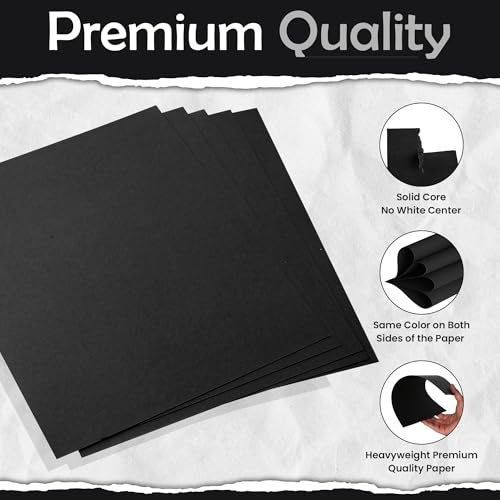 SANZIX 120 Sheets Black Cardstock 12x12 - Heavyweight 80 Lbs 220 GSM Black 12x12 Cardstock for Crafts | Laser & Inkjet Printer Compatible, Perfect for Halloween Decorations, Scrapbooking, Invitations - Image 3