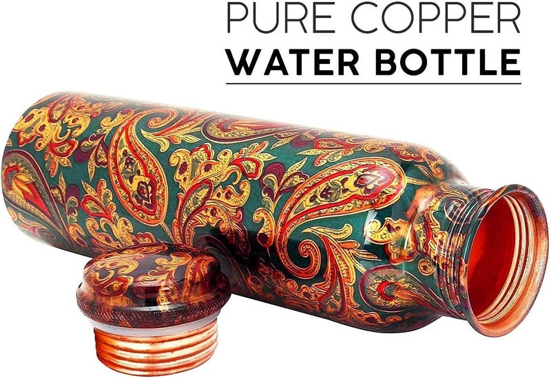 KC Pure Copper Design Water Bottle with Advanced Leakproof and Fewer Joints, Ayurvedic Health and Yoga Benefits (1000 ml, 1 Piece) with Lacqure Coating (Set of 1) - Image 2