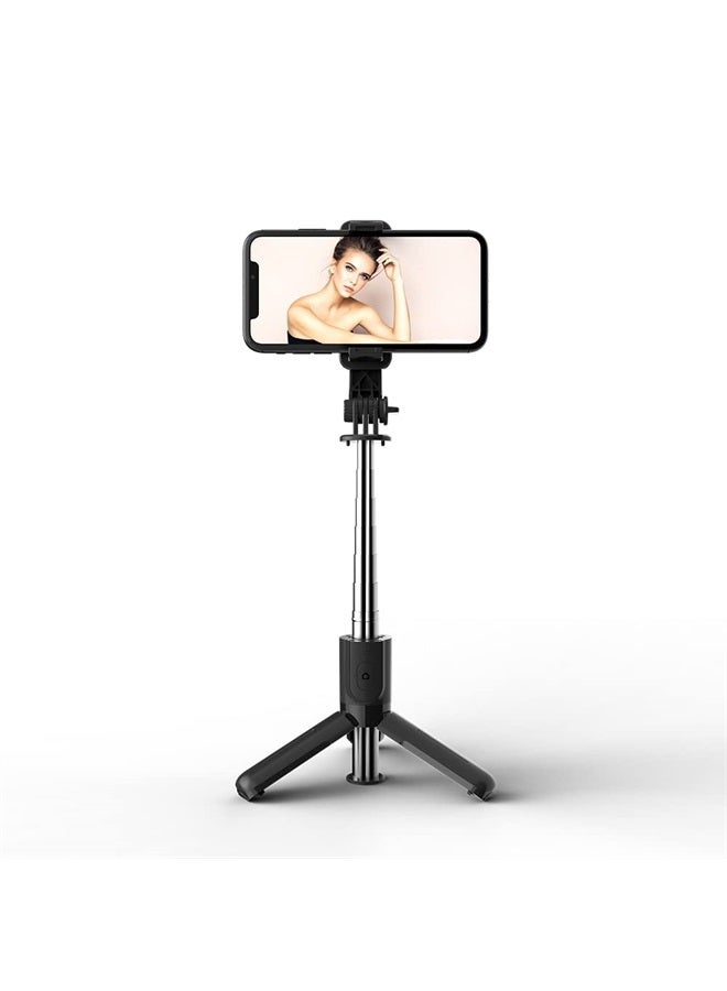 KOMI Selfie Stick - 4 in 1 Selfie Stick Tripod Mini Extendable Phone Tripod Portable with Detachable Wireless Remote Compatible with iPhone Samsung Camera Android(Mini Black) - Image 2
