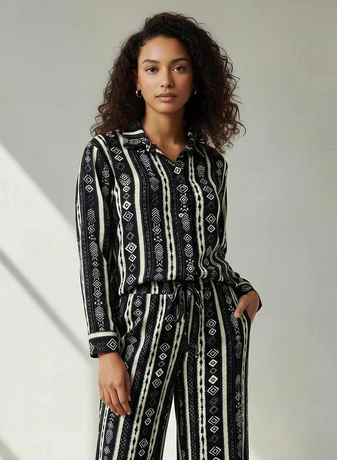 Splash FAV Coord Set with Shirt & Wide Leg Pants