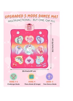 Excefore Unicorn Dance Mat Toys, Dance Musical Play Mat with 5 Game Modes& 8 Built-in Songs, Play Mat with LED Lights, Adjustable Volume, Suitable for 3 -6+ Year Old Girl Kid  - Image 2