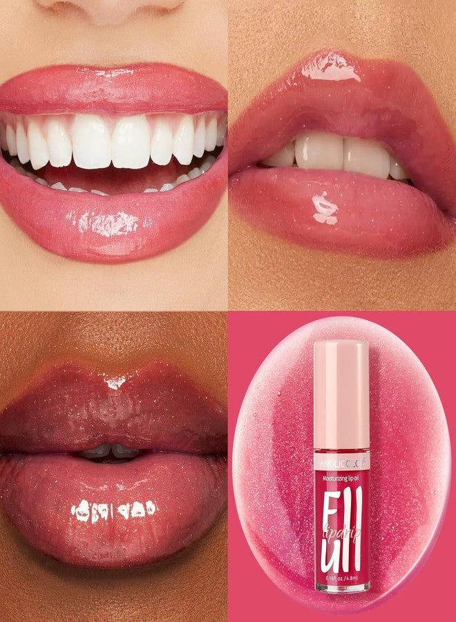 Anglicolor 2PC Lip Oil and Metallic Glitter Pink Lipstick,Natural Lip Plumper,Fruit Flavoured Lip Oil,For Dry Lip's Moisturizing Hydrating,Vegan & Cruelty-free (03 Aphrodite+15) - Image 2