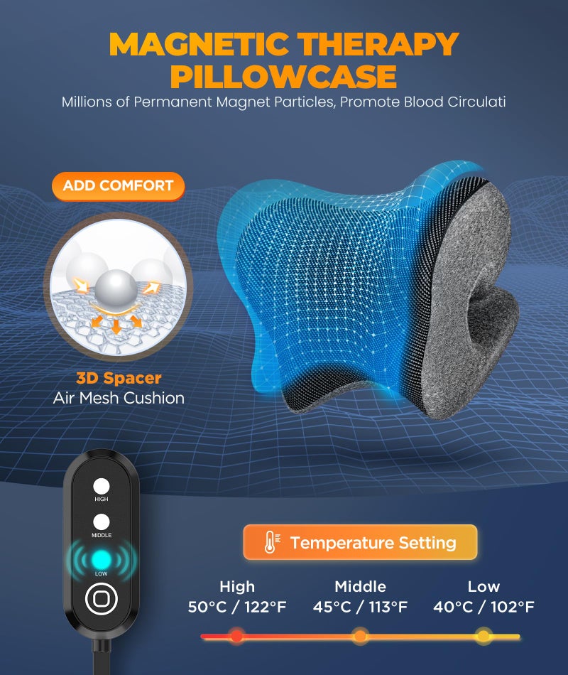 ULAIYO Graphene Magnetic Neck Stretcher for Deeper Pain Relief, Instant Heating Pad Cervical Traction Device Pillow, Neck Cloud for TMJ Tension Muscle Migraine, Christmas Gifts for Women, Mom, Men(Dark Gray) - Image 5