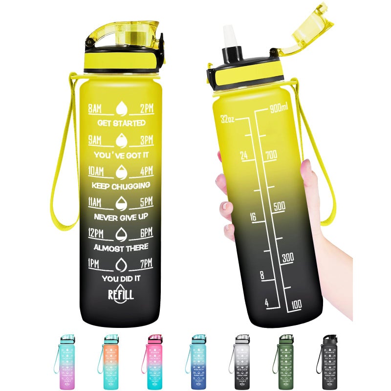 Enerbone 32 oz Water Bottle, Leakproof BPA & Toxic Free, Motivational Water Bottle with Times to Drink and Straw, Fitness Sports Water Bottle with Strap for Office, Gym, Outdoor Sports - Image 1