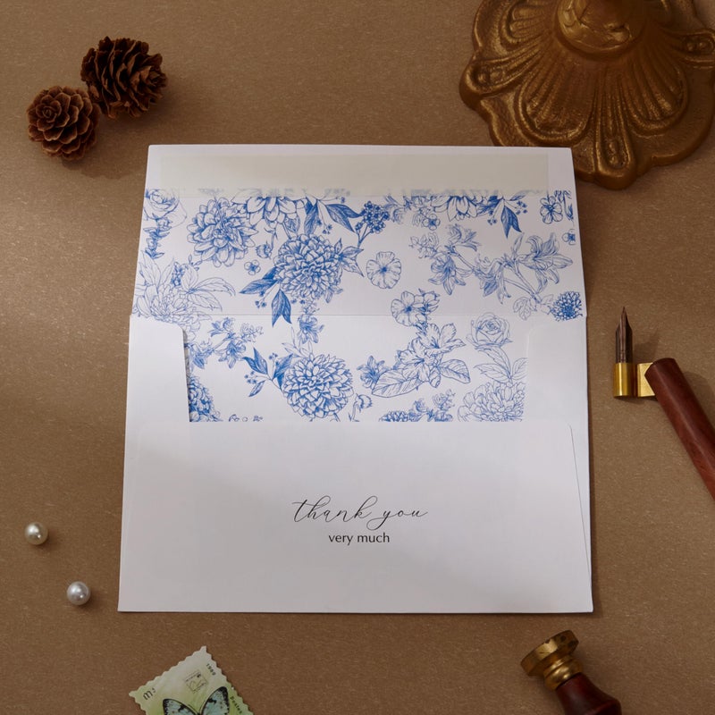 Crisky 50 Pack Blue Floral Thank You Cards Gold Foil Greeting Notes Bulk with Envelopes & Stickers for Birthday, Baby Shower, Bridal Shower, Wedding, Graduation, Business - Image 5