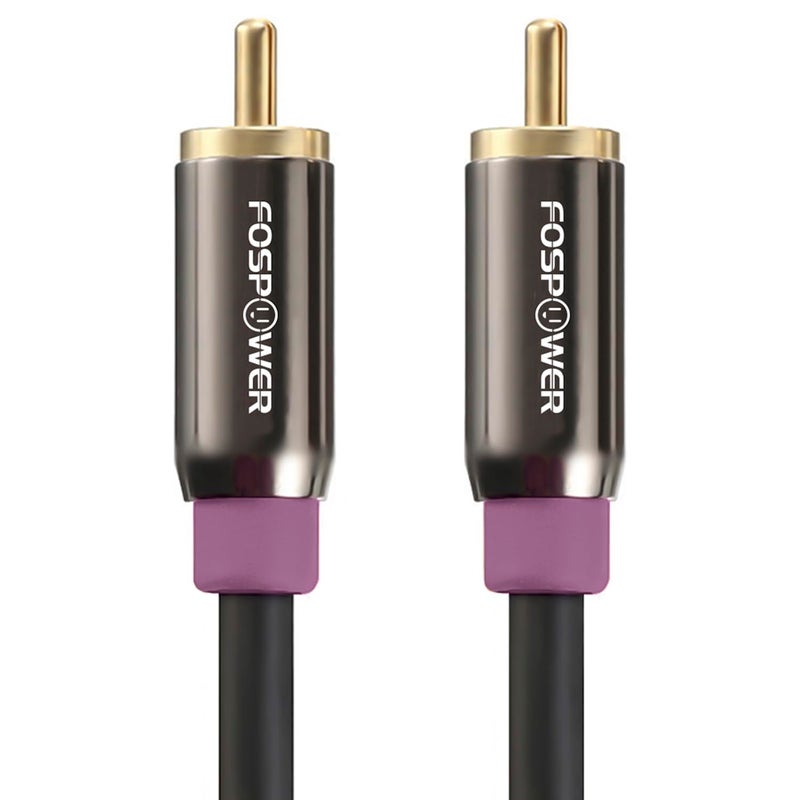 FosPower Subwoofer Cable (6 FT) RCA to RCA Audio Stereo Cable, Male to Male - Dual Shielded Cord | 24K Gold Plated Connector | Corrosion Resistant | Clean Sounding Signal - Image 1