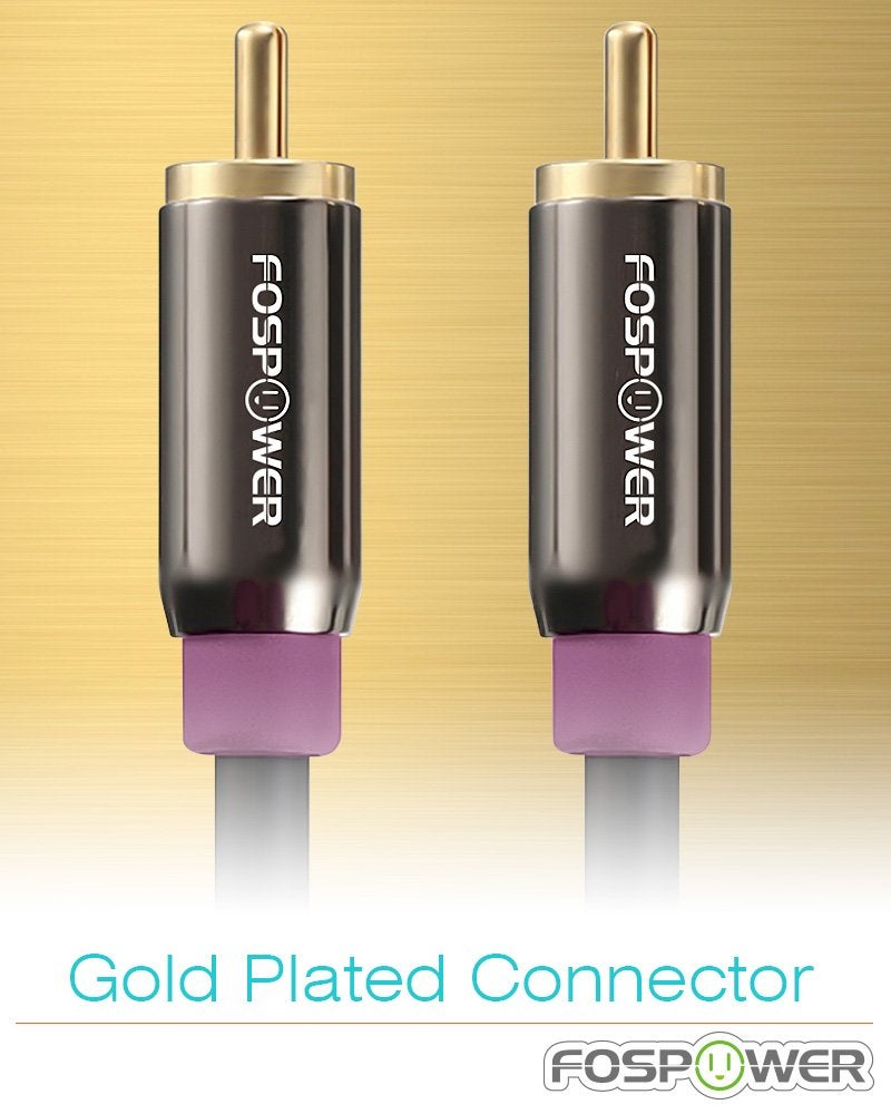 FosPower Subwoofer Cable (6 FT) RCA to RCA Audio Stereo Cable, Male to Male - Dual Shielded Cord | 24K Gold Plated Connector | Corrosion Resistant | Clean Sounding Signal - Image 3