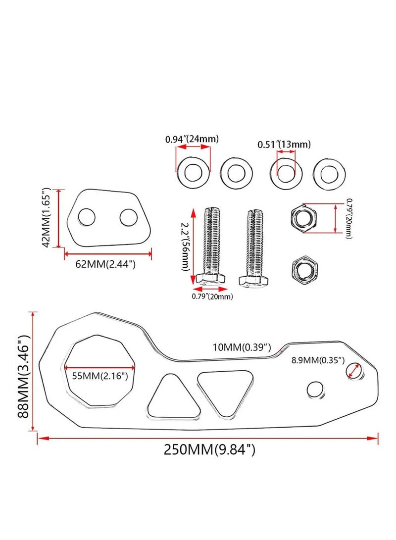 ROYAL - Universal JDM Aluminum Racing Car Rear Tow Hook Trailer Ring Tools (1655) (Black) - Image 4