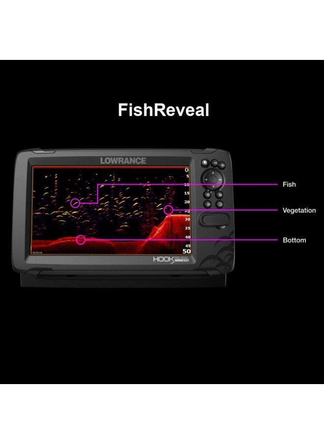 LOWRANCE - Lowrance HOOK Reveal 5 Inch Fish Finders with Transducer, Plus Optional Preloaded Maps - Image 1