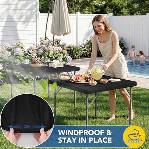Enjoyidea Fitted Square Tablecloth 36x36 Inch-2 Pack Black Card Elastic Spandex Table Clothes-Small Stretch Folding Table Cover Topper Cap for Kitchen Dining Picnic Patio Outdoor Party Tables - Image 3