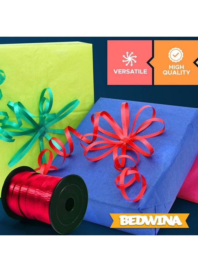 Bedwina - Curling Ribbon (Bulk 15 Mini Rolls) Assorted Colors Curly Ribbon For Gift Wrapping 2X2 Inches Wide Role Thin Craft Ribbon Fabric Ribbon Kit For Hair Balloons Florists Flowers 60 Ft Each - Image 1