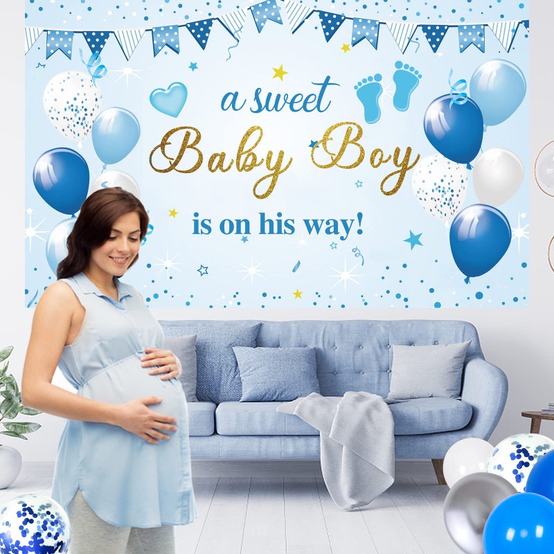 IHEPYQ Baby Shower Decorations for Boy, Blue Baby Party Decor Kit with Balloons Boxes, Blue Balloon Garland Backdrop Banner and Tablecloth and Baby Shower Sash, Baby Boy Shower Decorations - Image 4