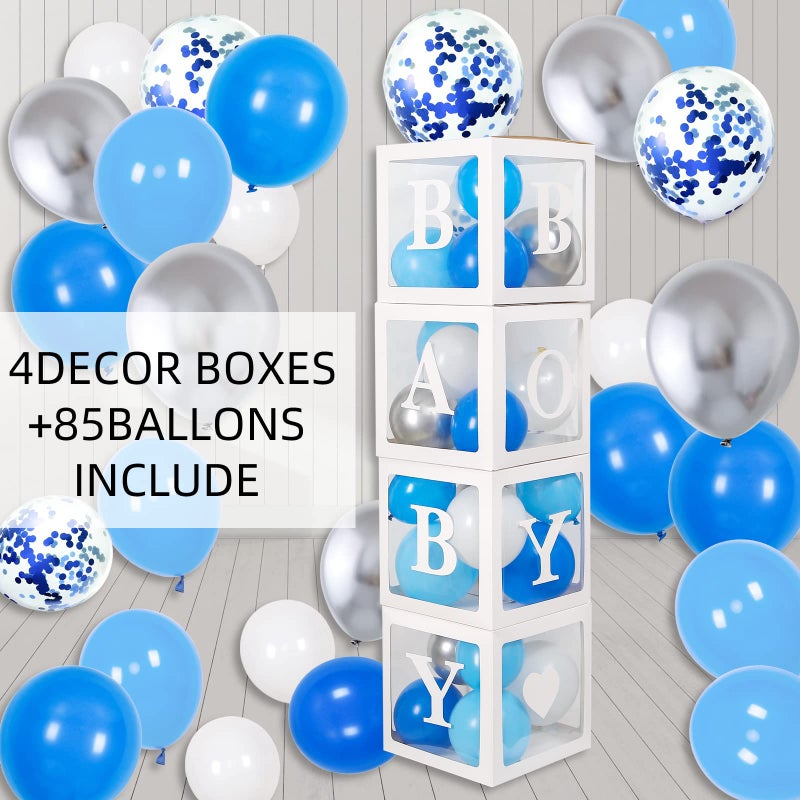 IHEPYQ Baby Shower Decorations for Boy, Blue Baby Party Decor Kit with Balloons Boxes, Blue Balloon Garland Backdrop Banner and Tablecloth and Baby Shower Sash, Baby Boy Shower Decorations - Image 3