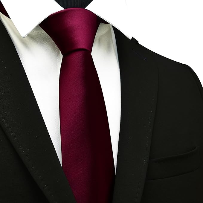 Young Arrow Men's Satin Neck Tie | Formal Solid Necktie for Wedding, Business, Office, Party & Tuxedo | Classic Fit, Soft & Shiny Finish | Stylish Men's Neckwear Accessory (Wine) - Image 2