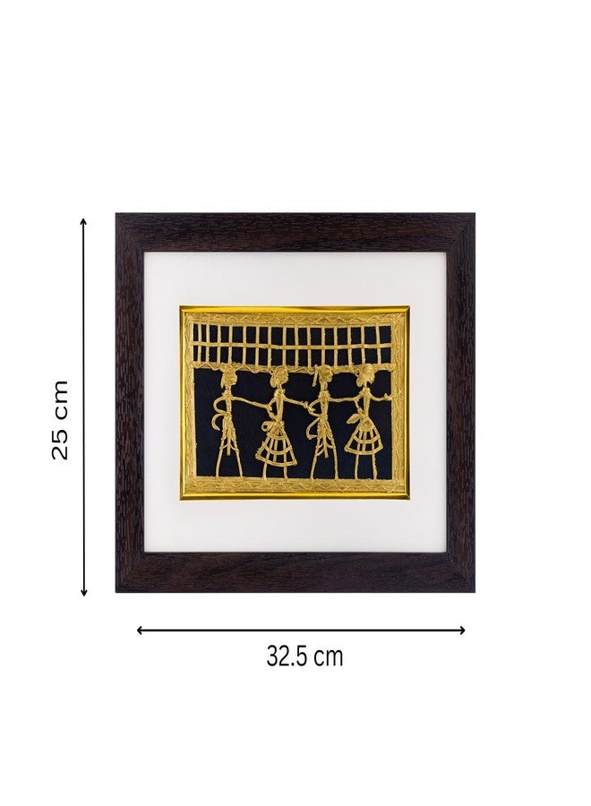 AAURAFUL Handcrafted Brass Dhokra Art Frame - Traditional Indian Folk Wall Décor for Home and Office Decoration(720gm) - Image 3