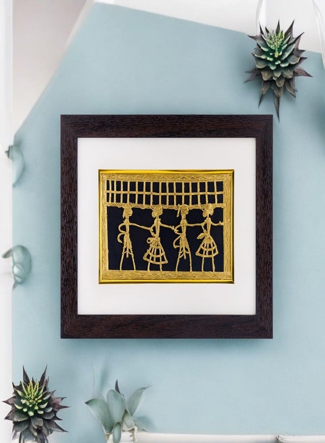AAURAFUL Handcrafted Brass Dhokra Art Frame - Traditional Indian Folk Wall Décor for Home and Office Decoration(720gm) - Image 5