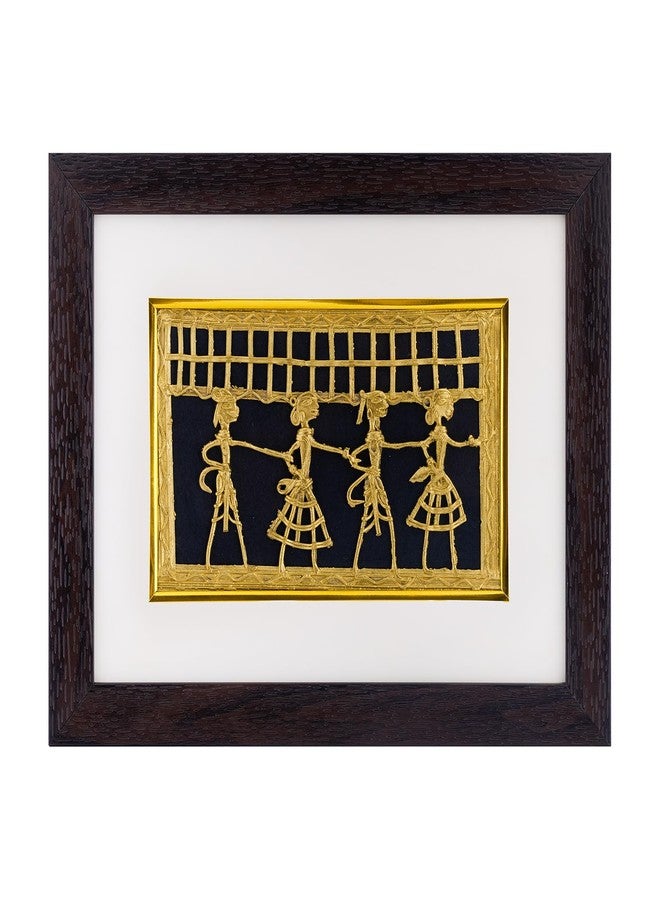 AAURAFUL Handcrafted Brass Dhokra Art Frame - Traditional Indian Folk Wall Décor for Home and Office Decoration(720gm) - Image 1
