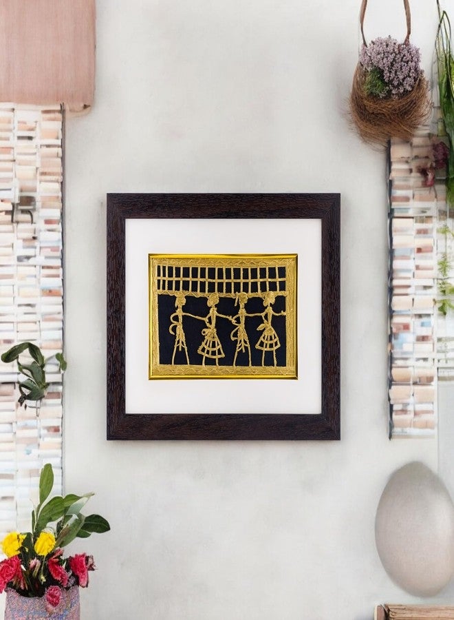 AAURAFUL Handcrafted Brass Dhokra Art Frame - Traditional Indian Folk Wall Décor for Home and Office Decoration(720gm) - Image 4